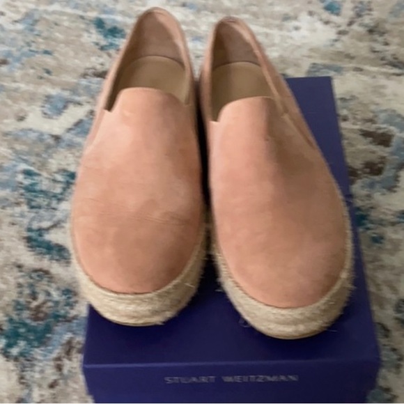 STUART WEITZMAN Nugal Nude/Blush Suede Espadrilles Pull on style SZ 9.5